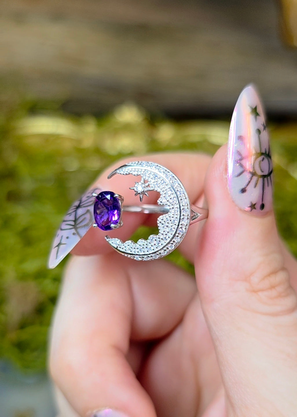 Amethyst Moon Ring