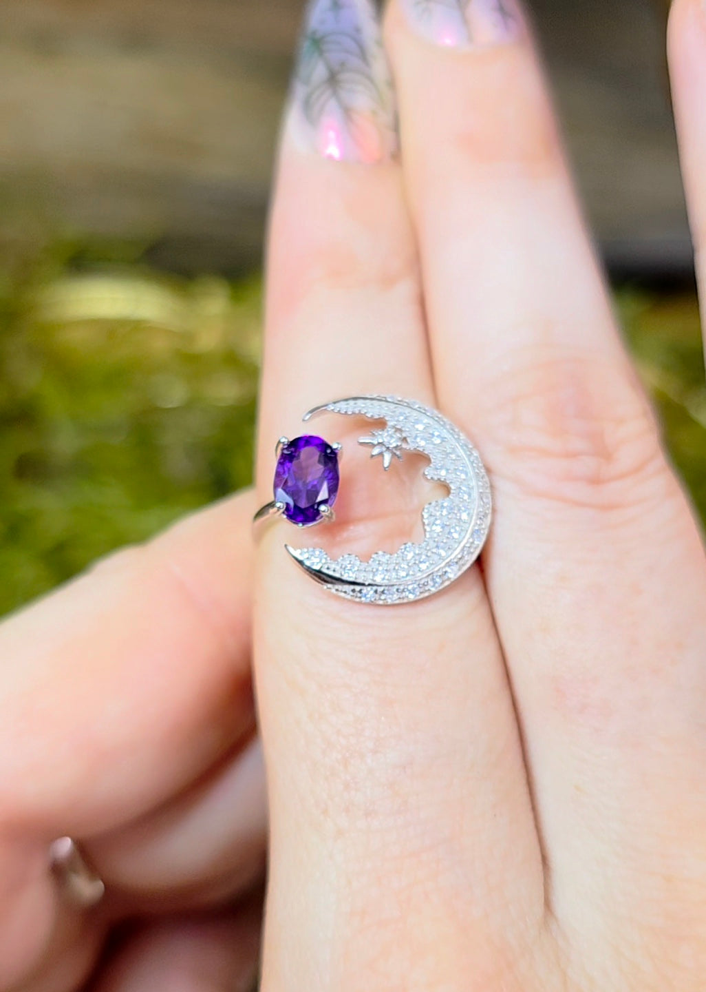 Amethyst Moon Ring