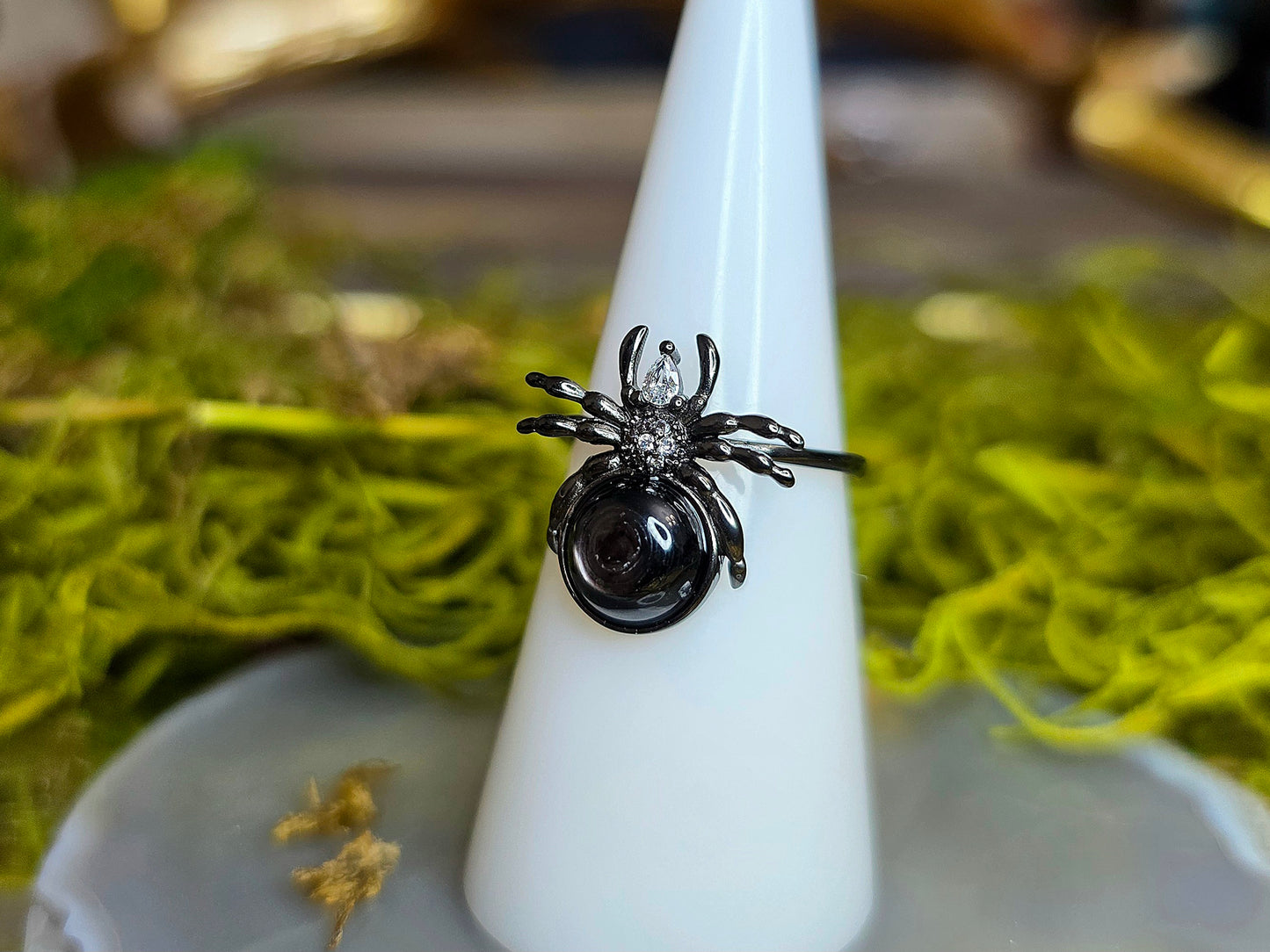 Hypersthene Spider Ring