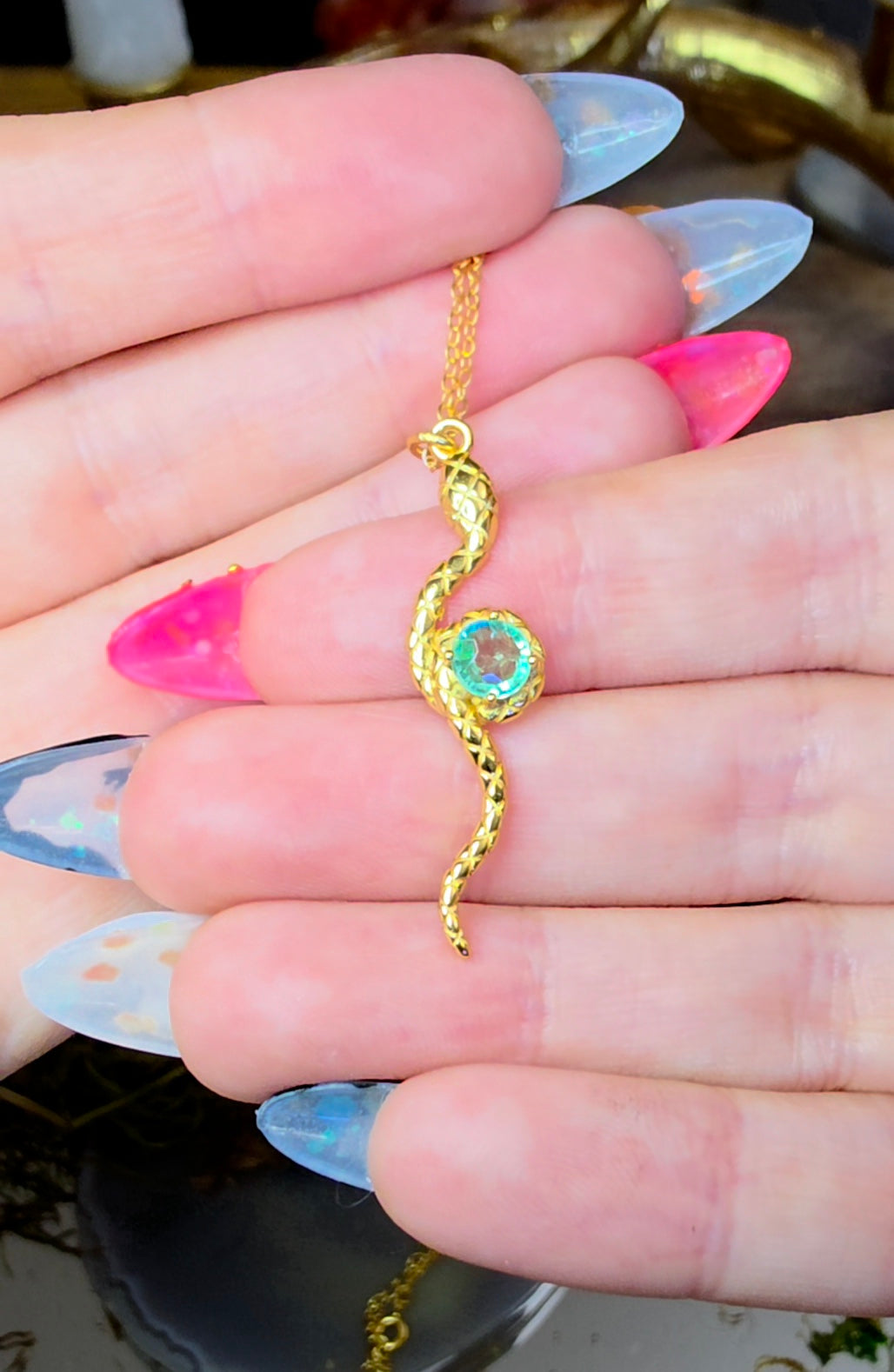 Emerald Snake Pendant A