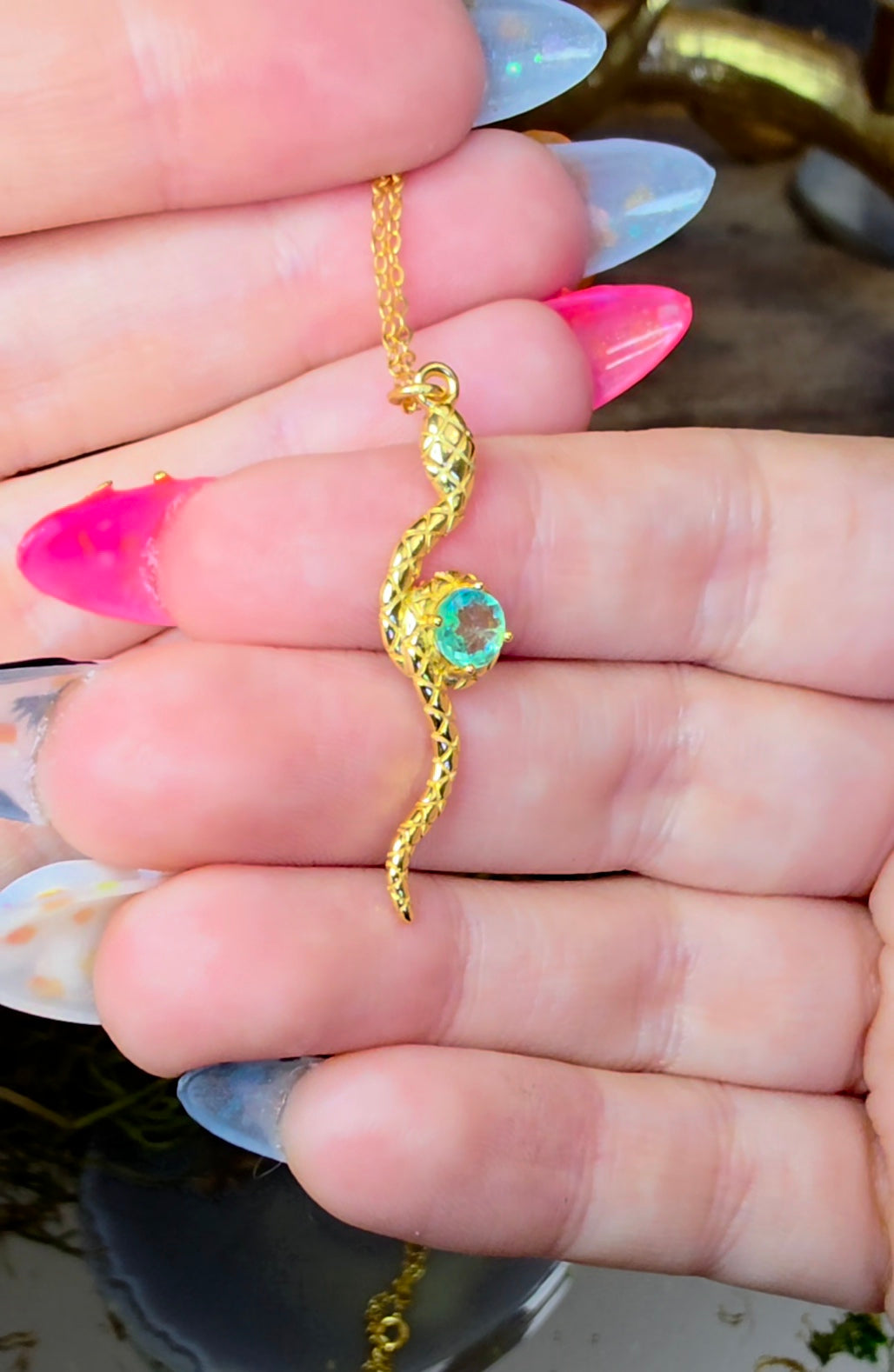 Emerald Snake Pendant A
