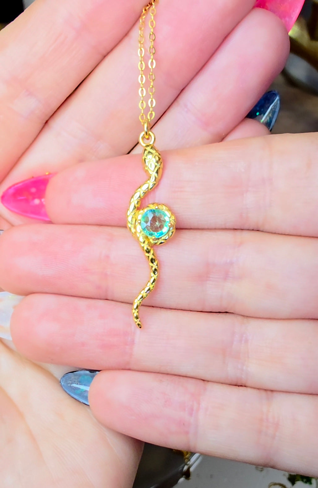 Emerald Snake Pendant A