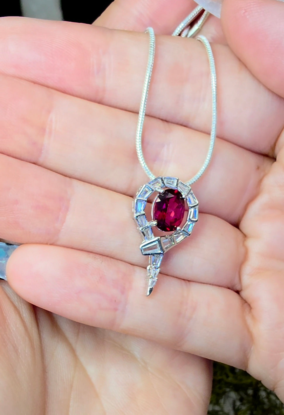 Articulating Garnet Snake Pendant