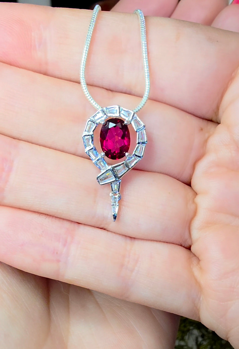Articulating Garnet Snake Pendant