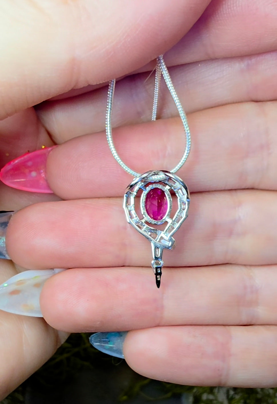 Articulating Garnet Snake Pendant