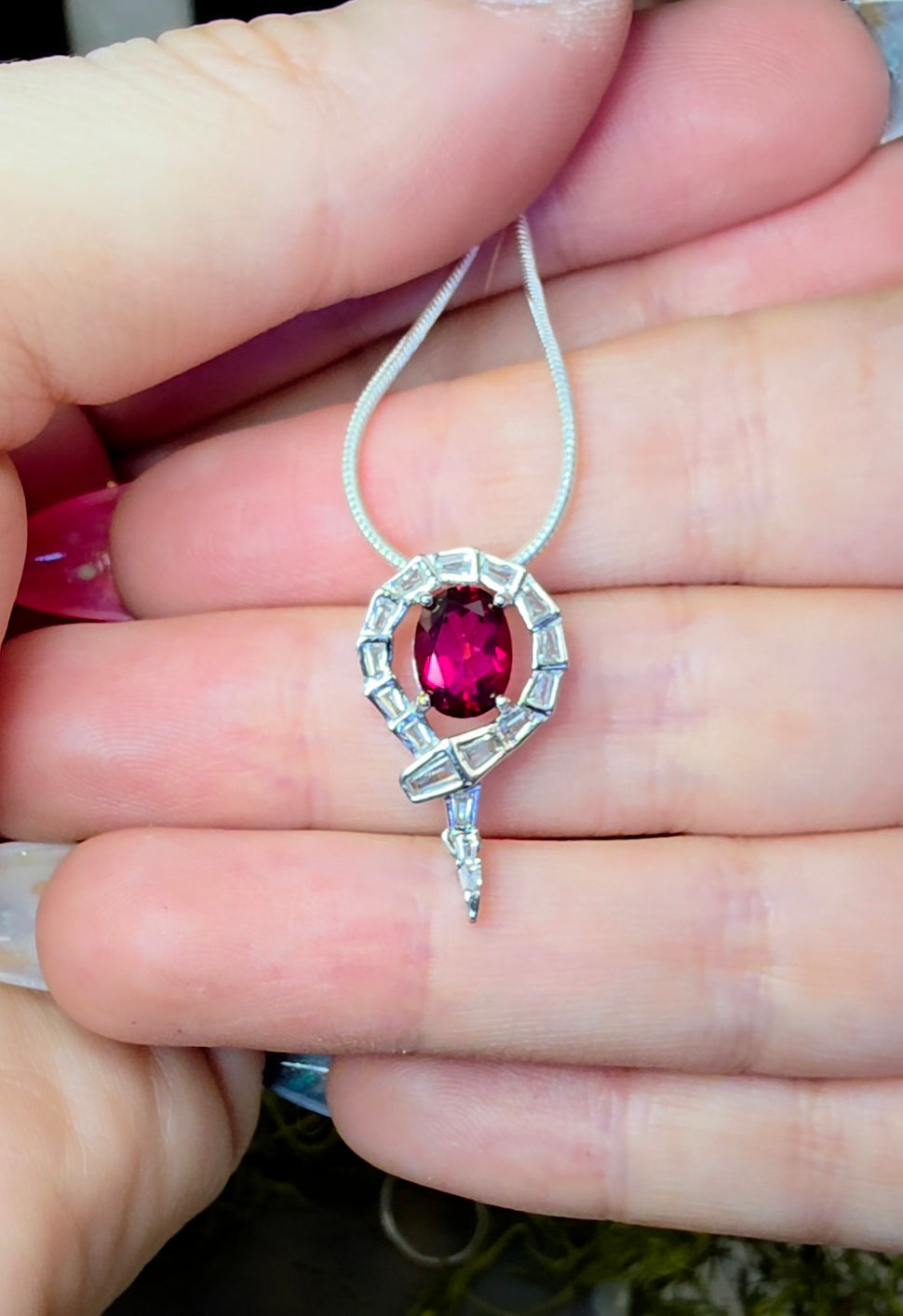 Articulating Garnet Snake Pendant