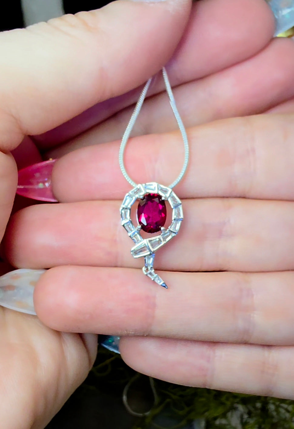 Articulating Garnet Snake Pendant