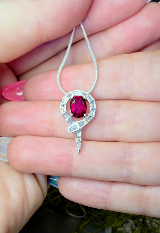 Articulating Garnet Snake Pendant