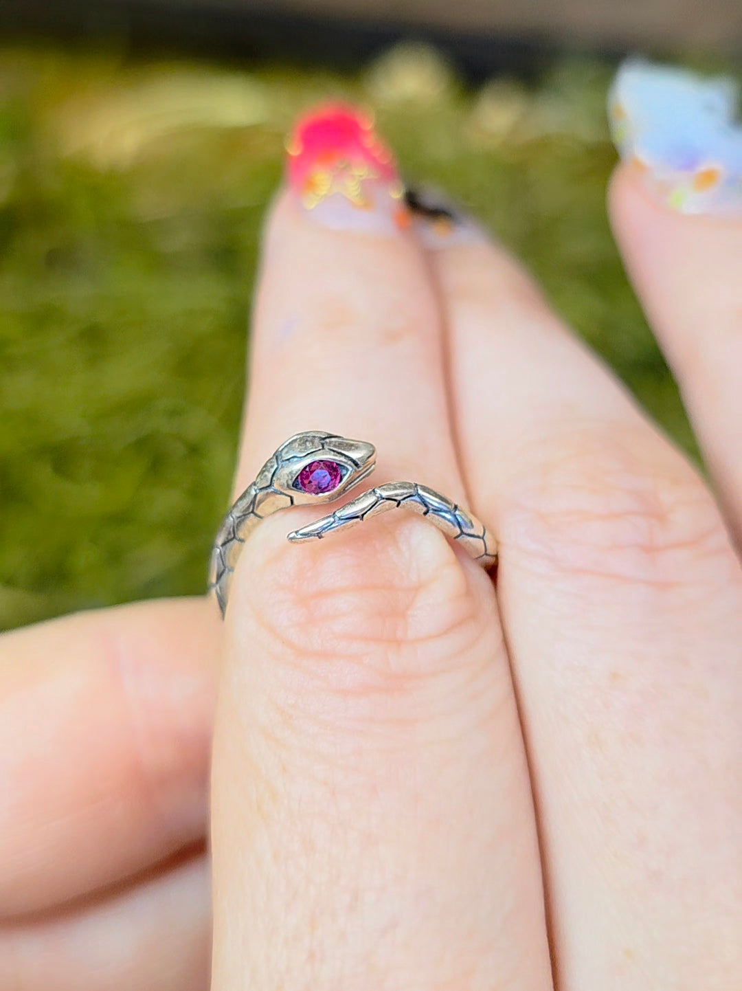 Ruby-Eyed Snake Ring