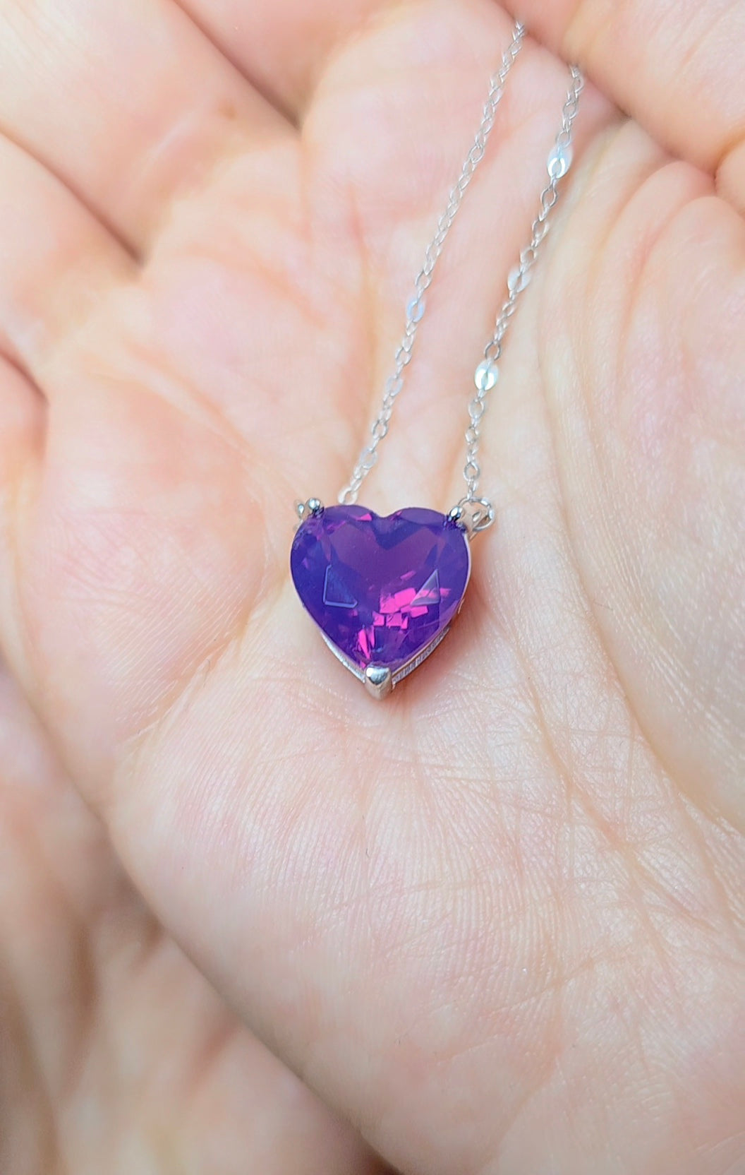 Lavender Moon Quartz Heart Necklace