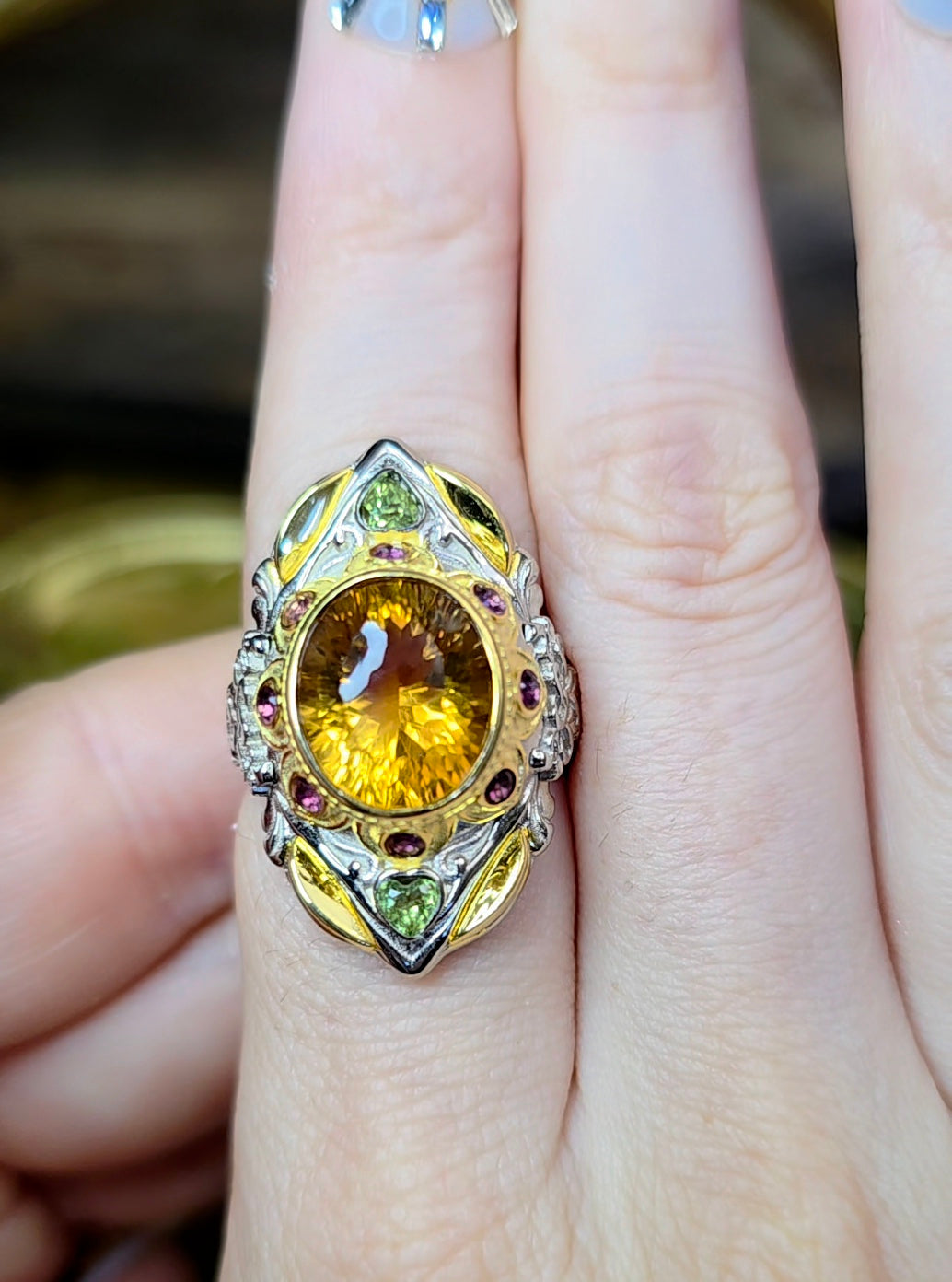 Luxury Citrine, Ruby, and Peridot Ring