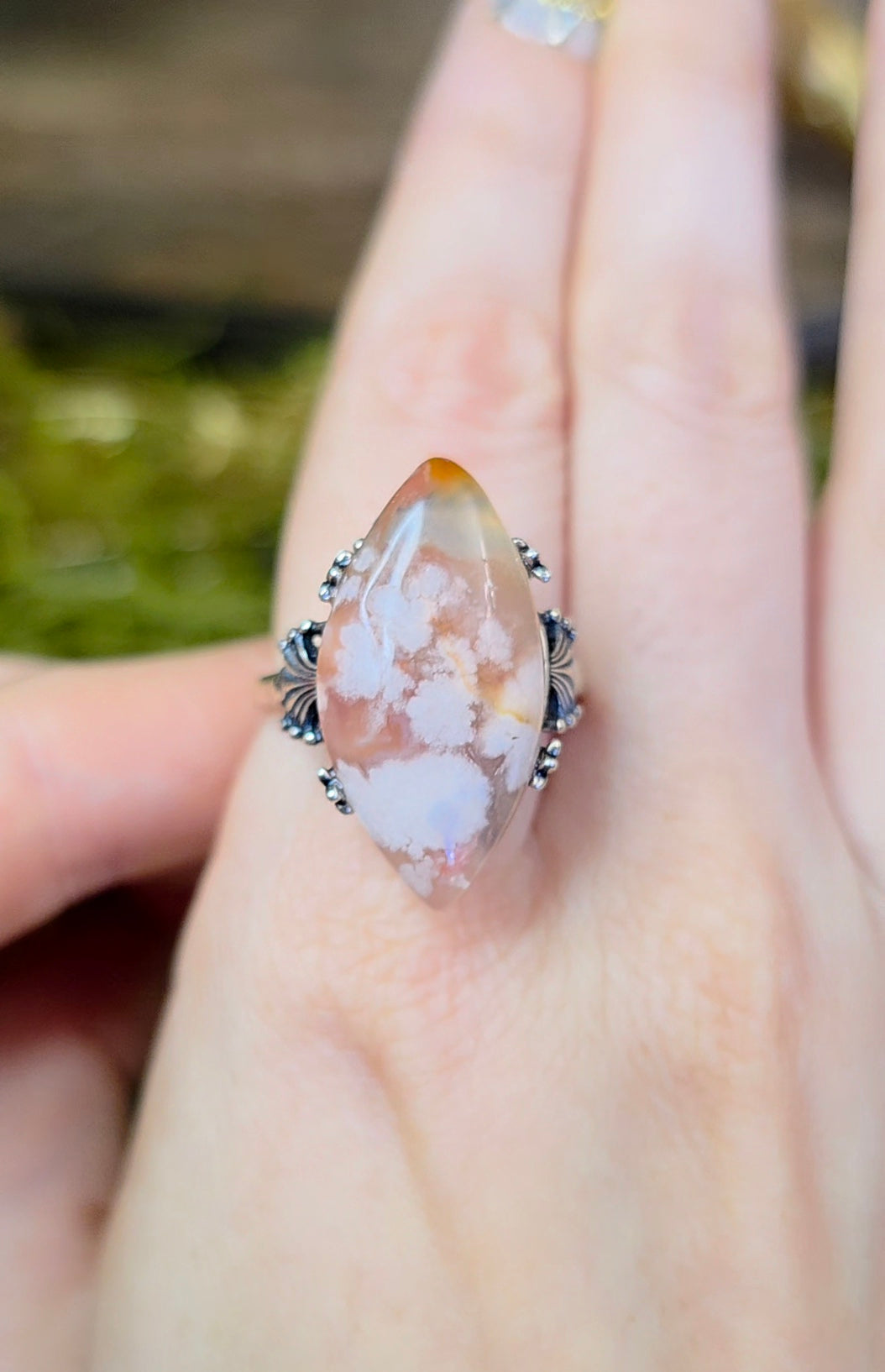 Flower Agate Ring B