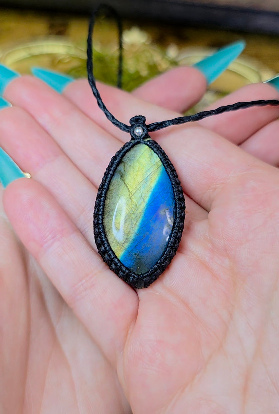 Blue and Yellow Labradorite Wrap Necklace