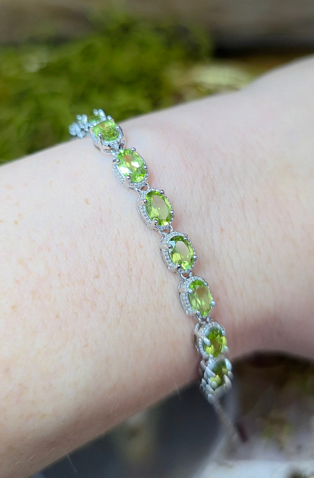 16 Peridot Sterling Silver Bracelet