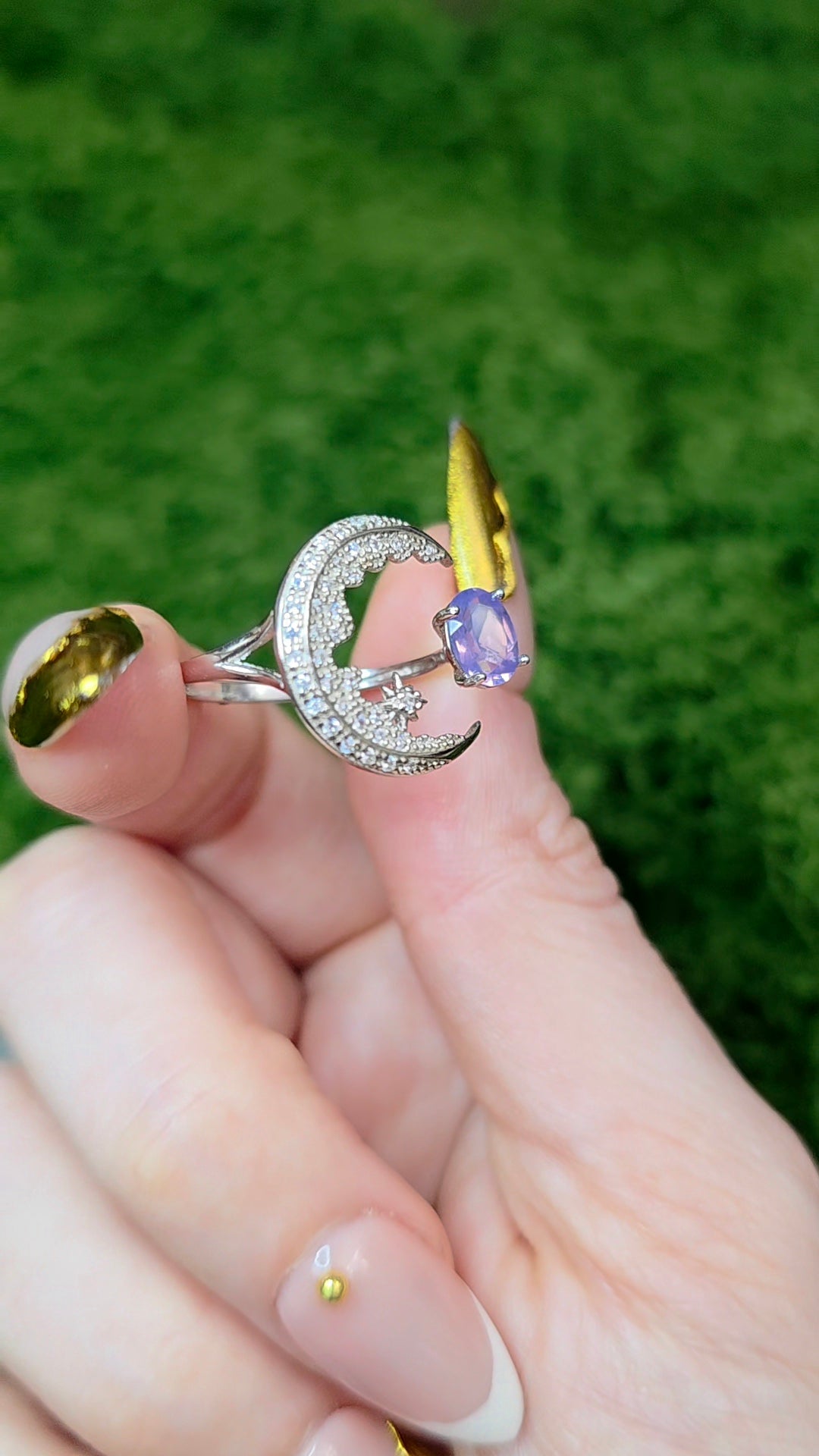 Lavender Moon Quartz Crescent Moon Ring A