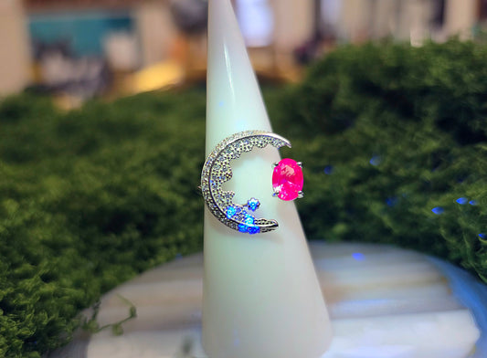 Alexandrite Crescent Moon Ring