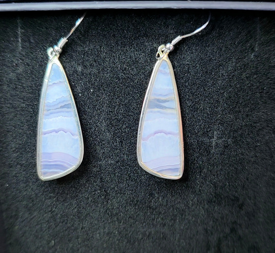 Purple and Blue Banded Agate Earrings