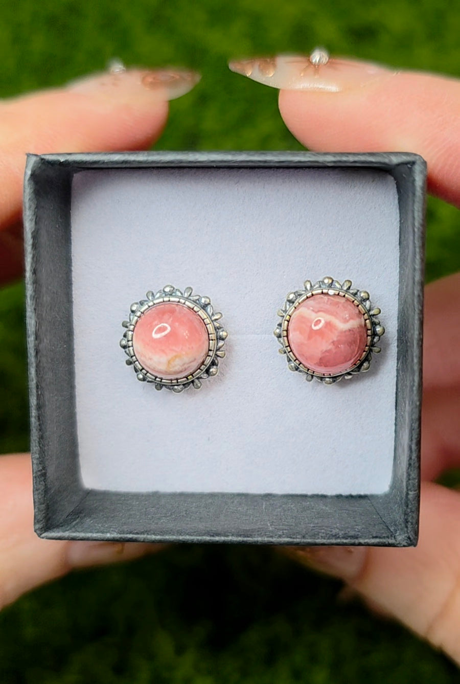 Rhodochrosite Stud Earrings
