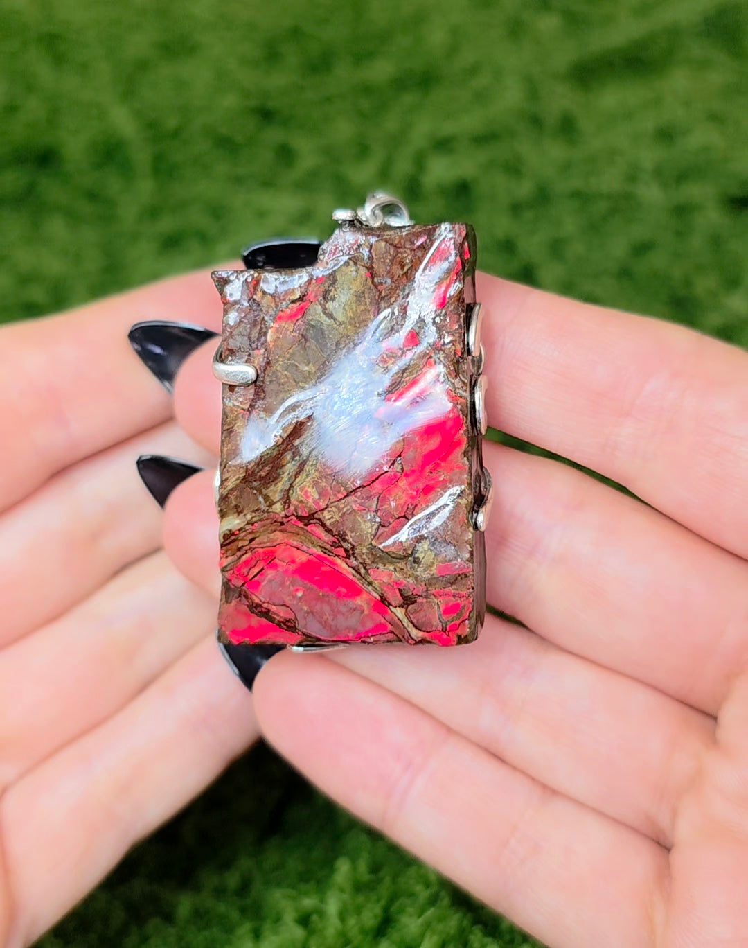 Red Flash Ammolite Pendant