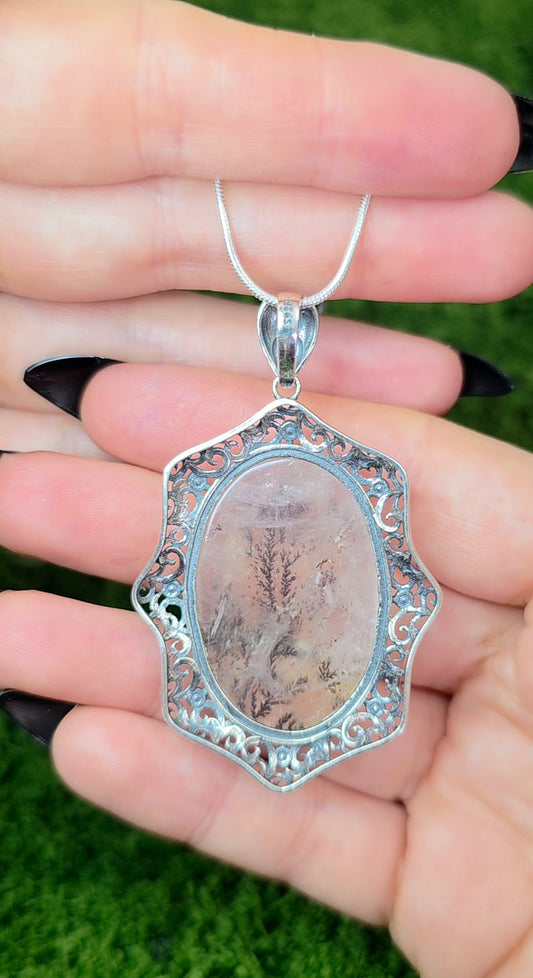 Dendritic Rose Quartz Pendant
