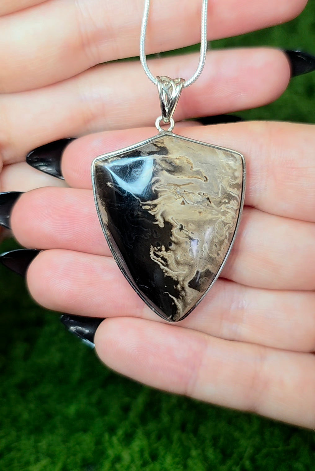 Fossilized Palm Root Shield Pendant