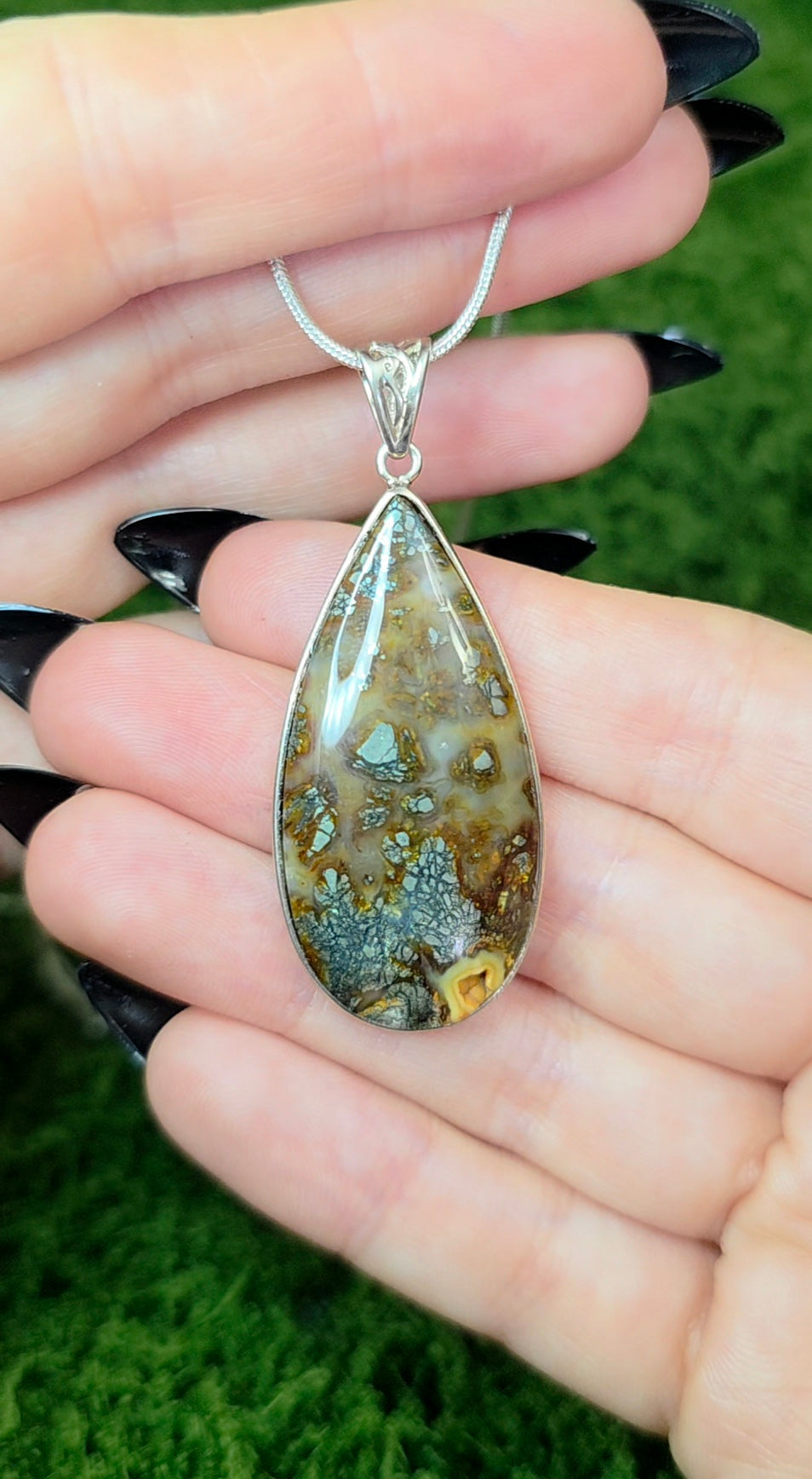 Pyrite in Agate Pendant