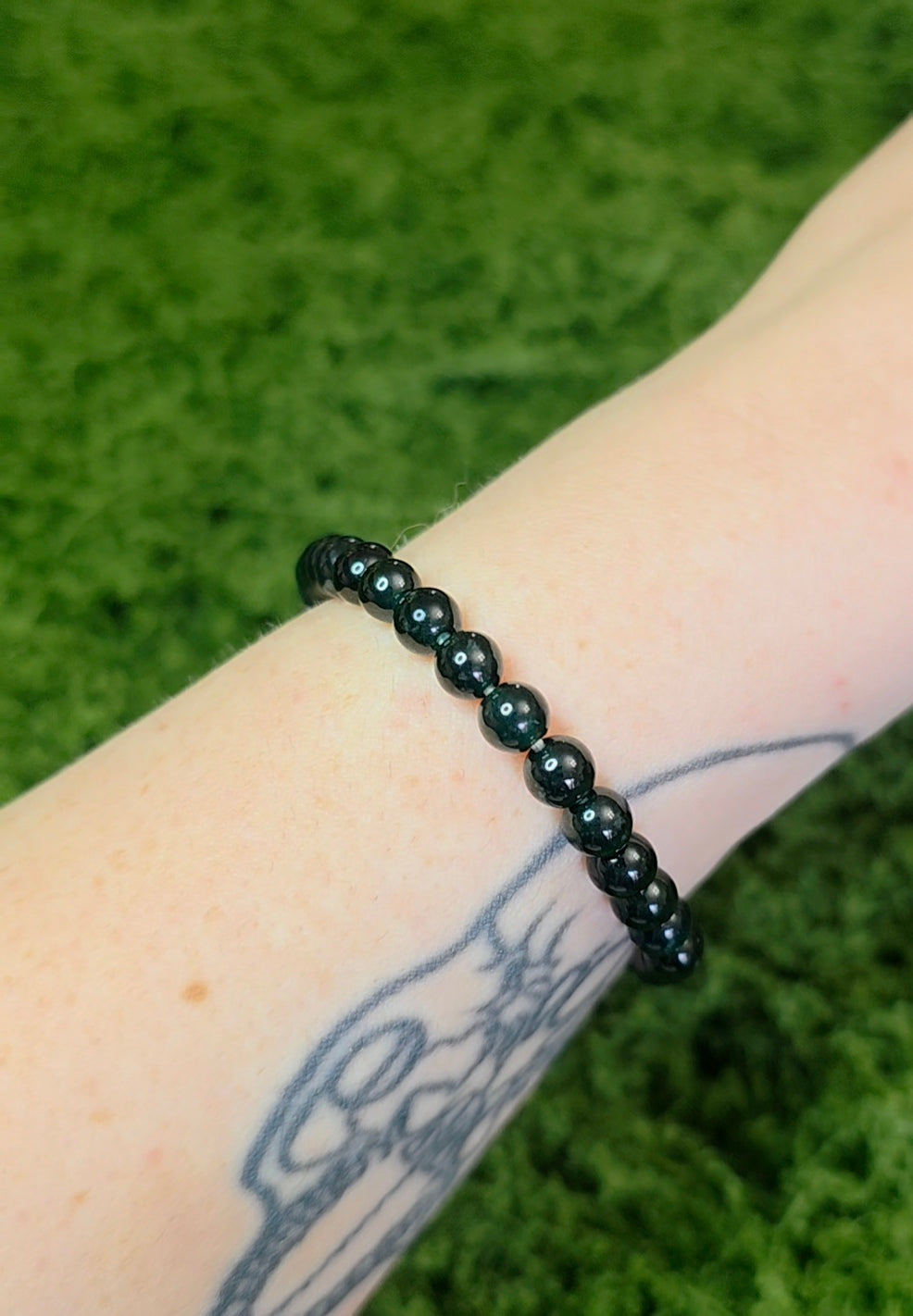 Deep Blue Water Jadeite Stretch Bracelet