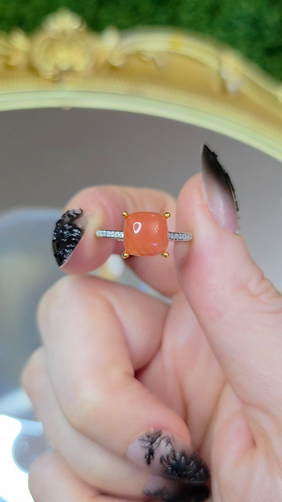Nanhong Agate Square Ring B