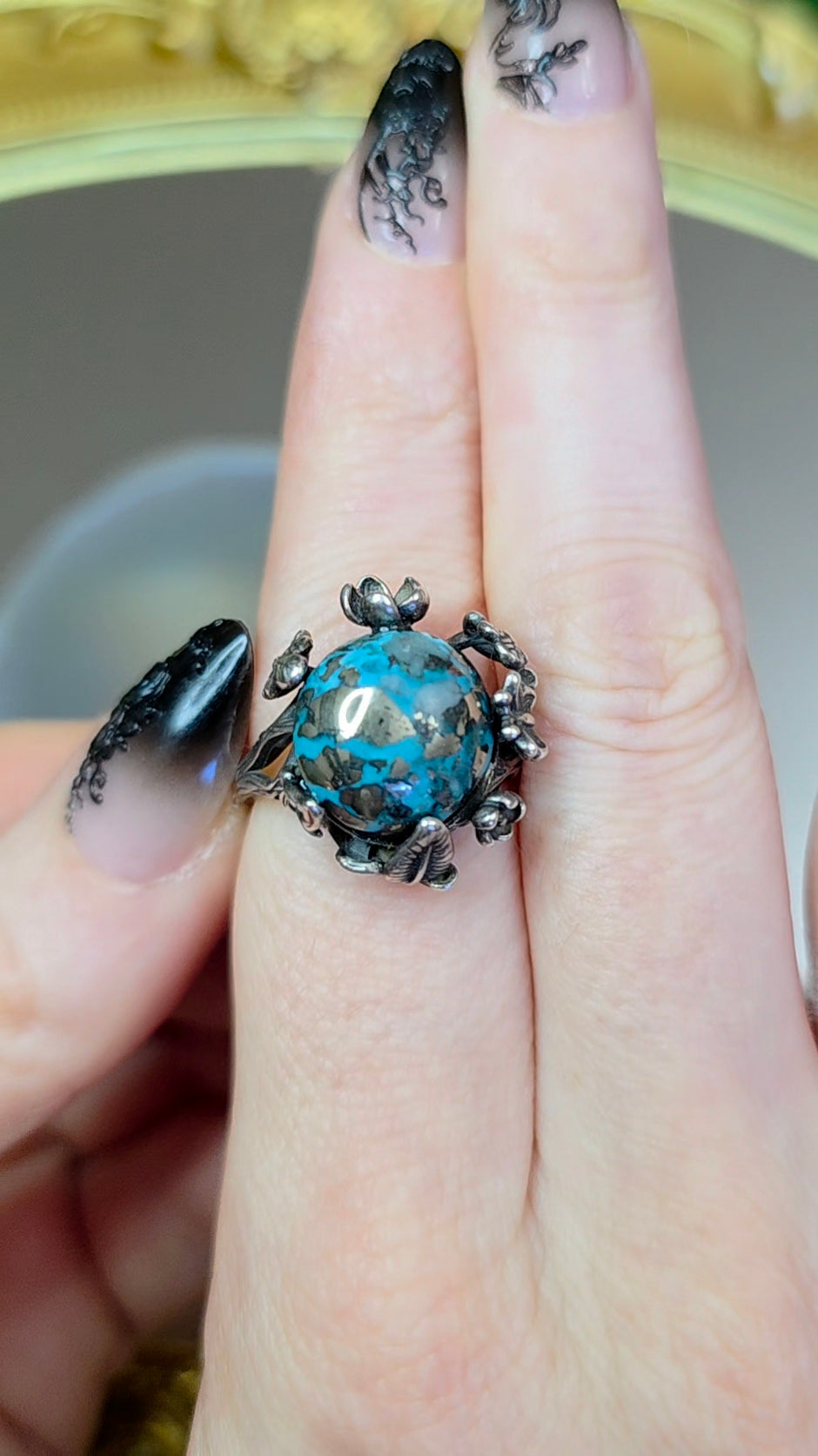 Turquoise and Pyrite Ring