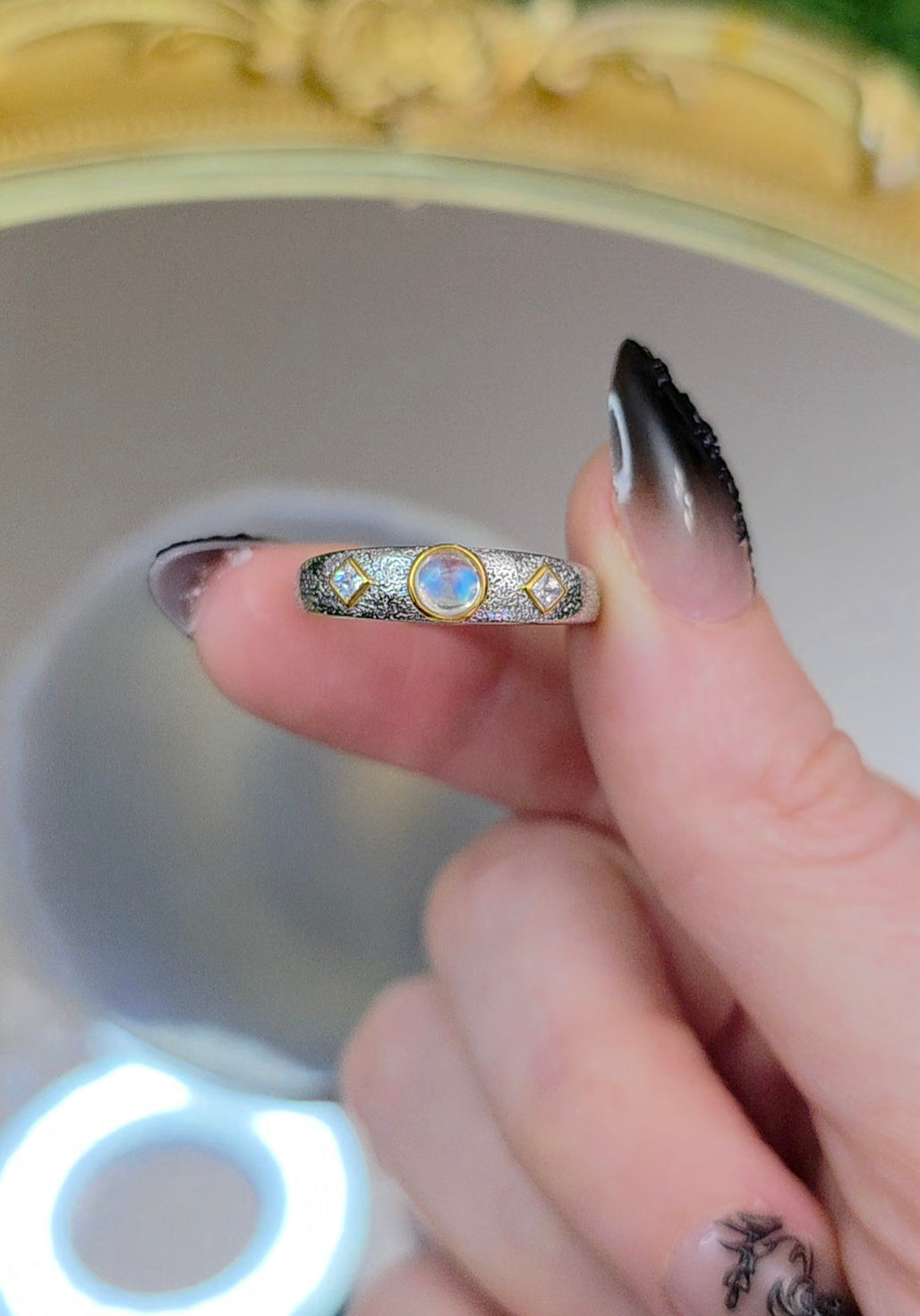 Rainbow Moonstone Stacking Ring