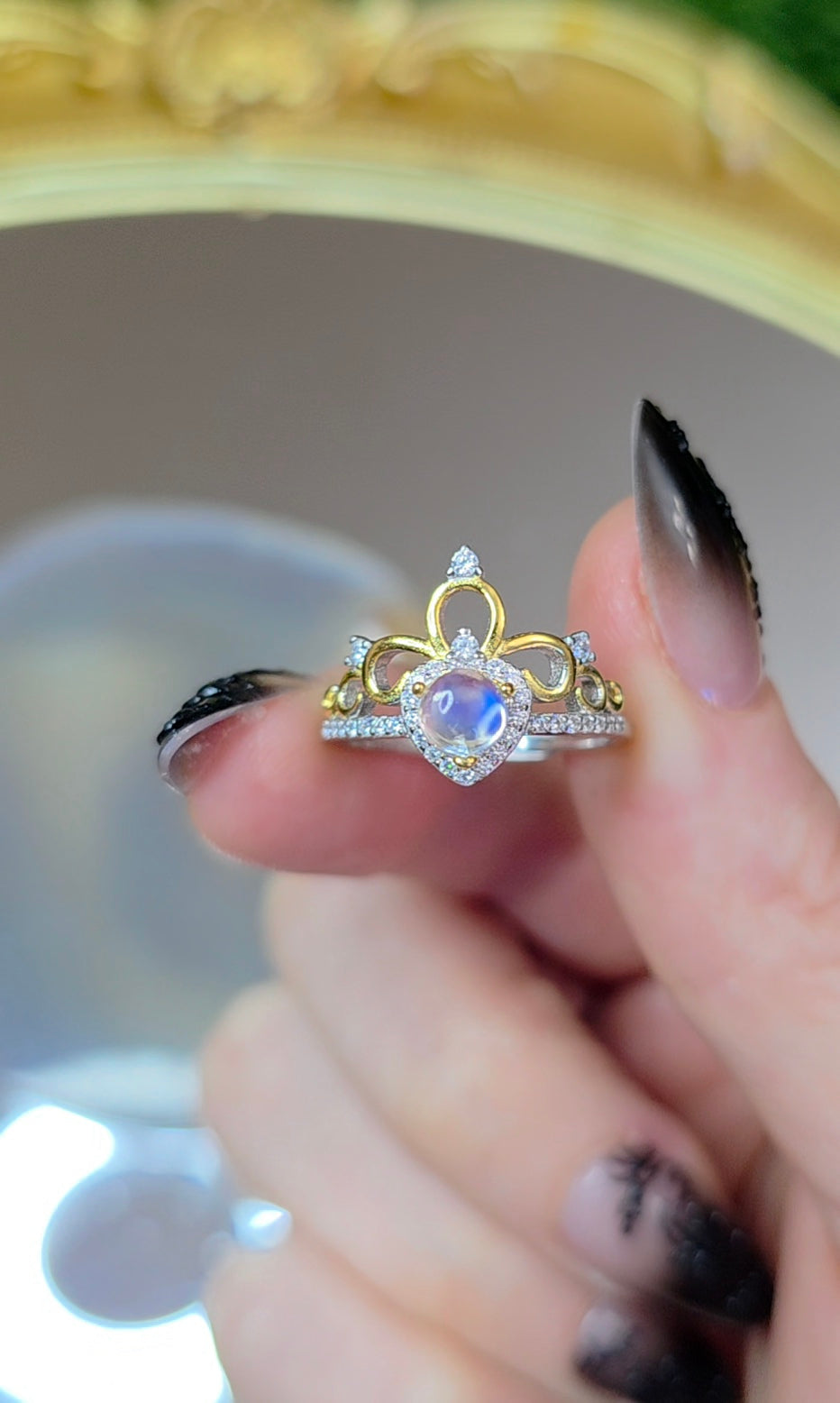 Rainbow Moonstone Tiara Ring A