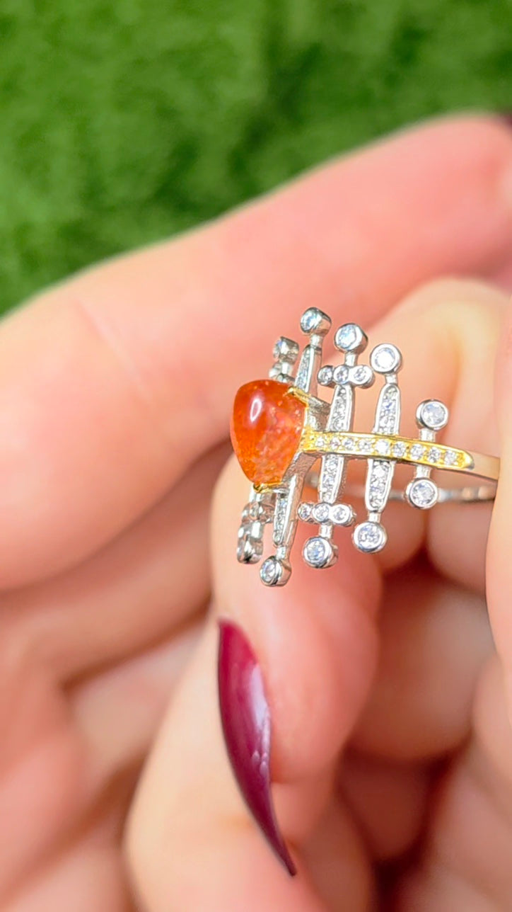 Golden Sunstone Blades Ring A