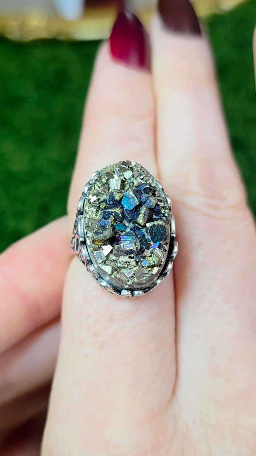Druzy Pyrite Ring