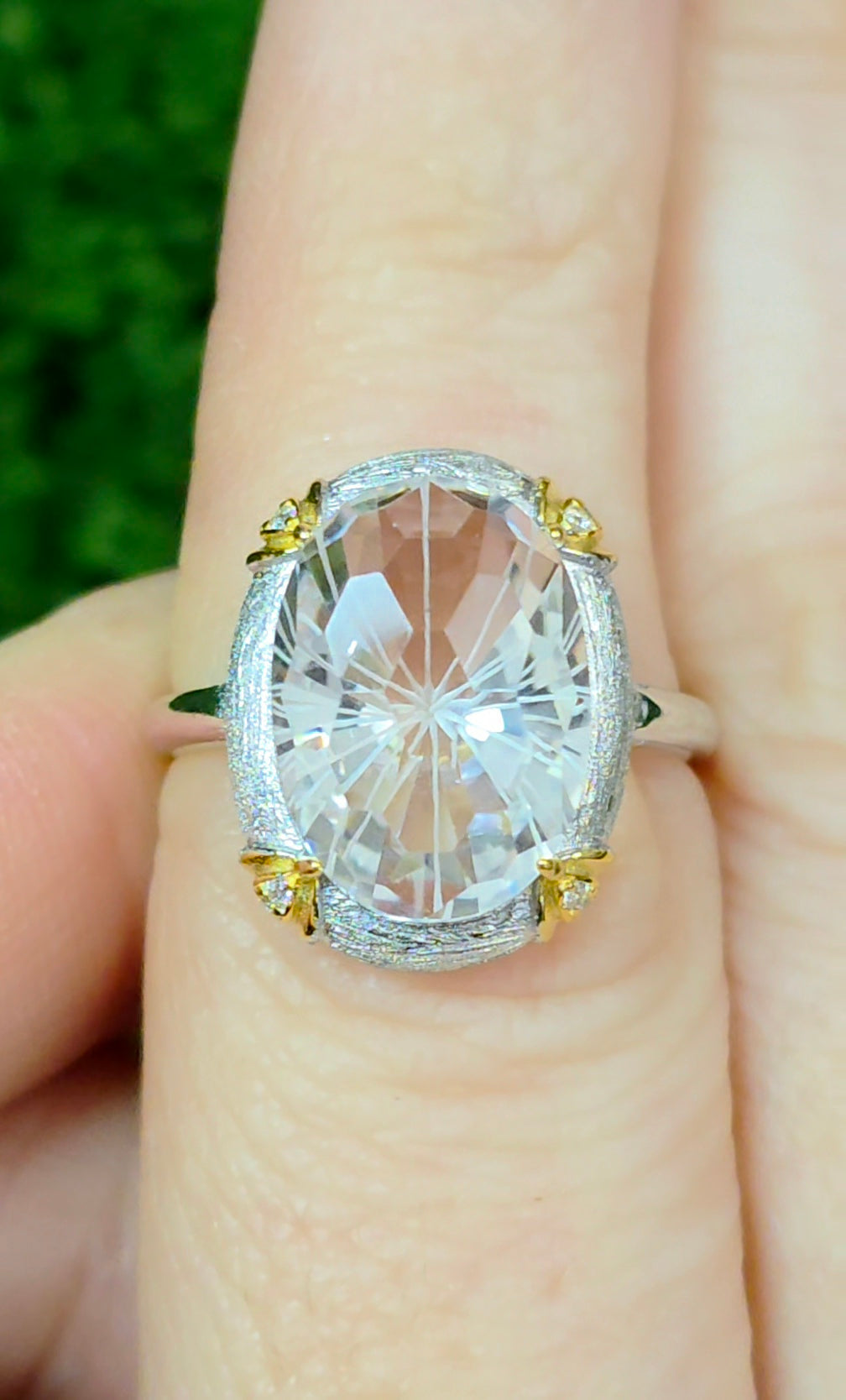 Clear Quartz Star Cut Ring