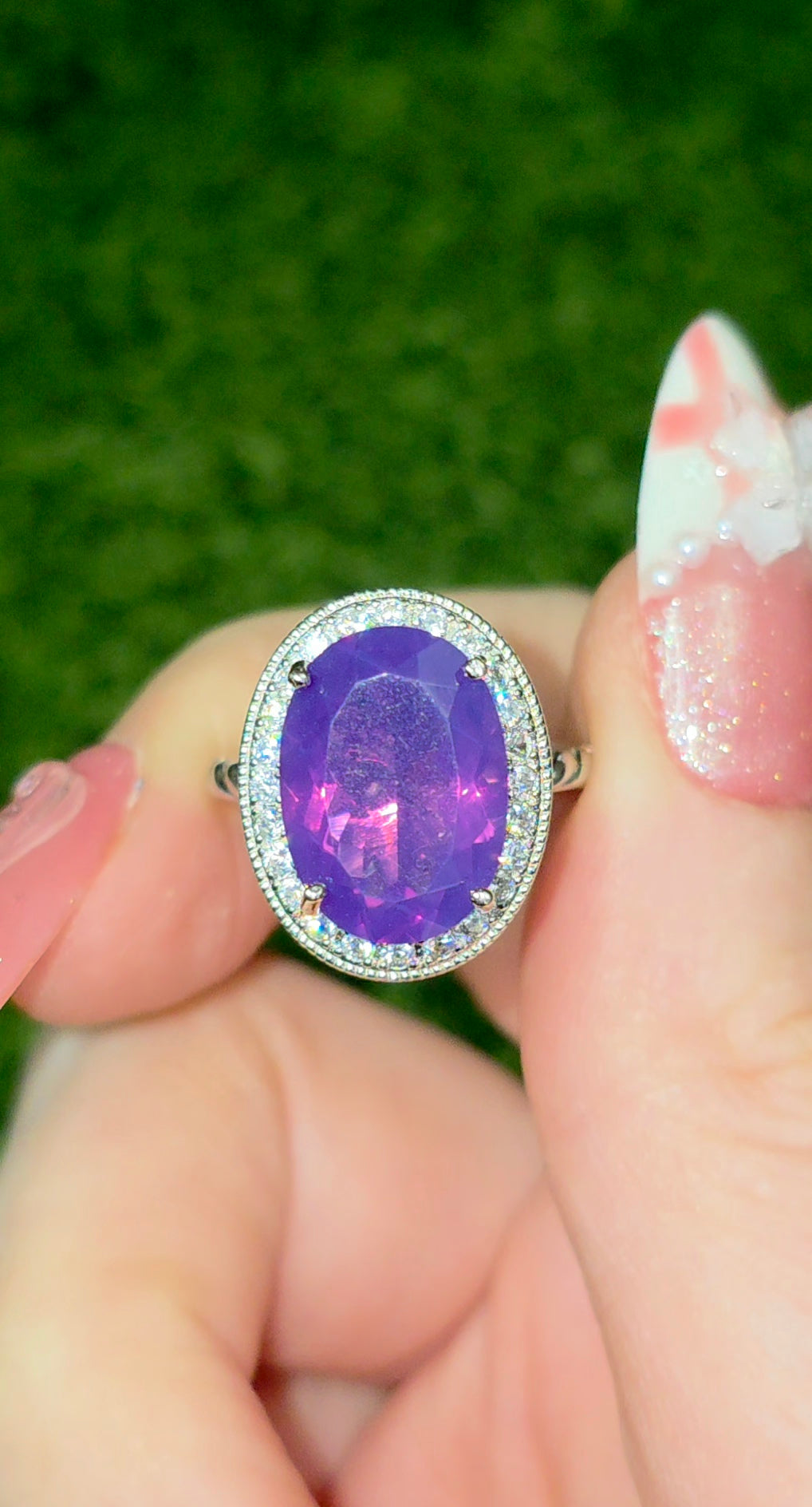 Deep Lavender Moon Quartz Ring