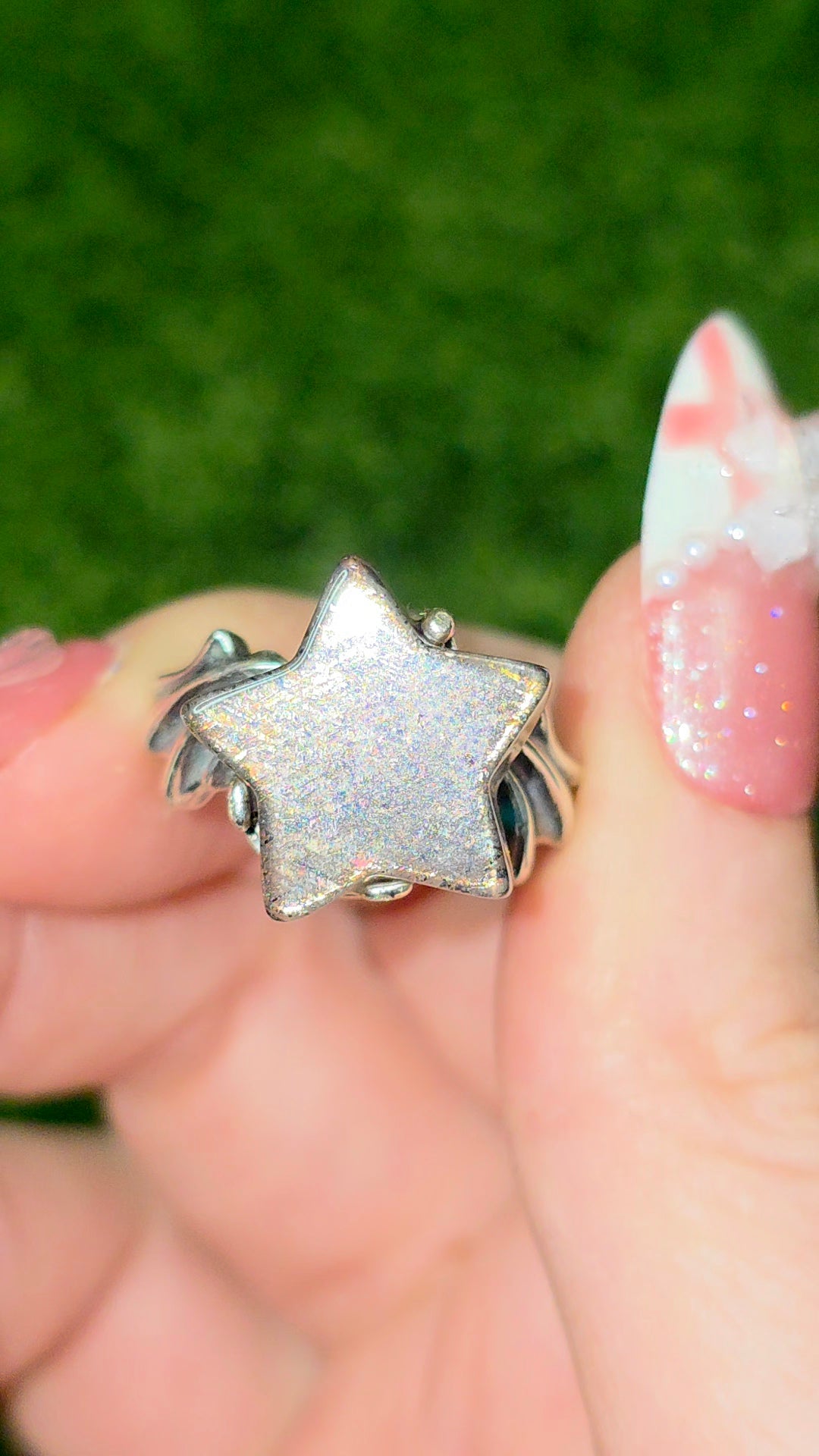 Rainbow Lattice Sunstone Star Ring