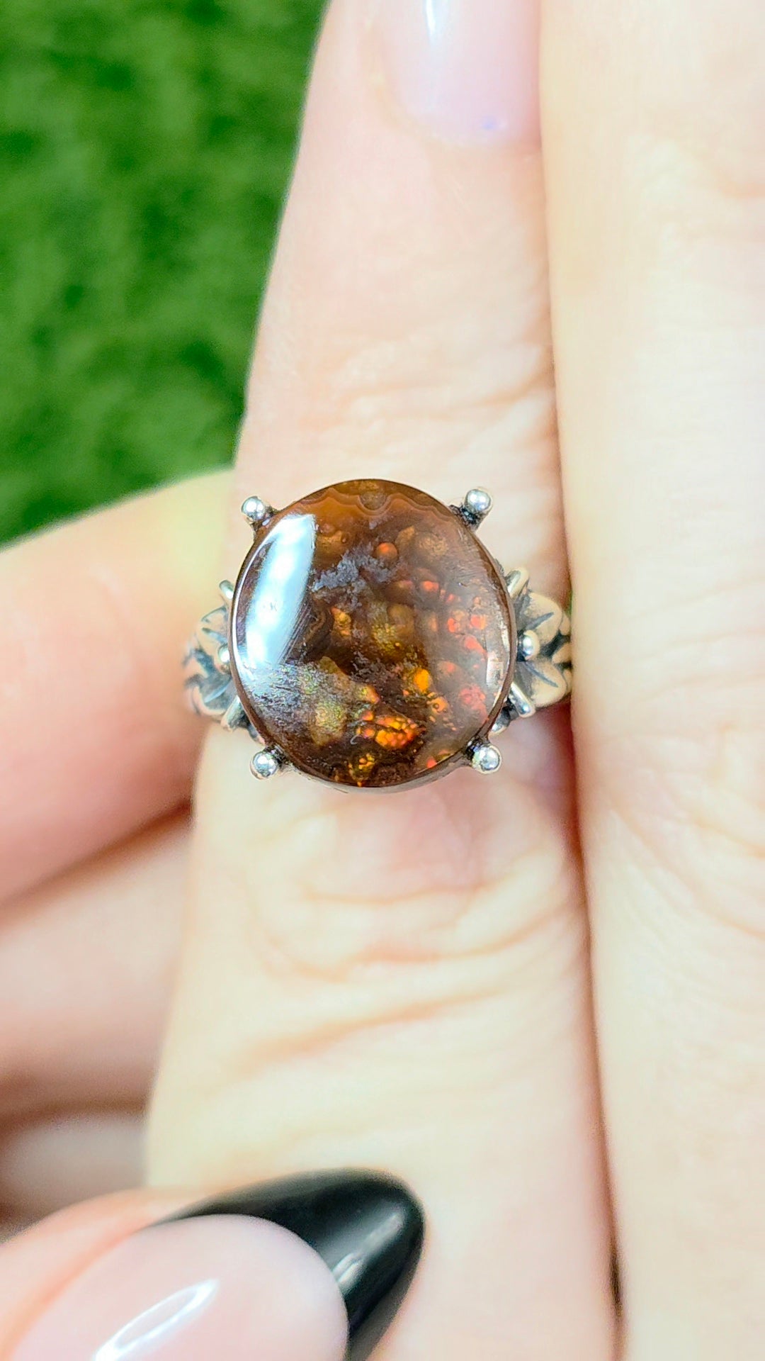 Fire Agate Round Ring B