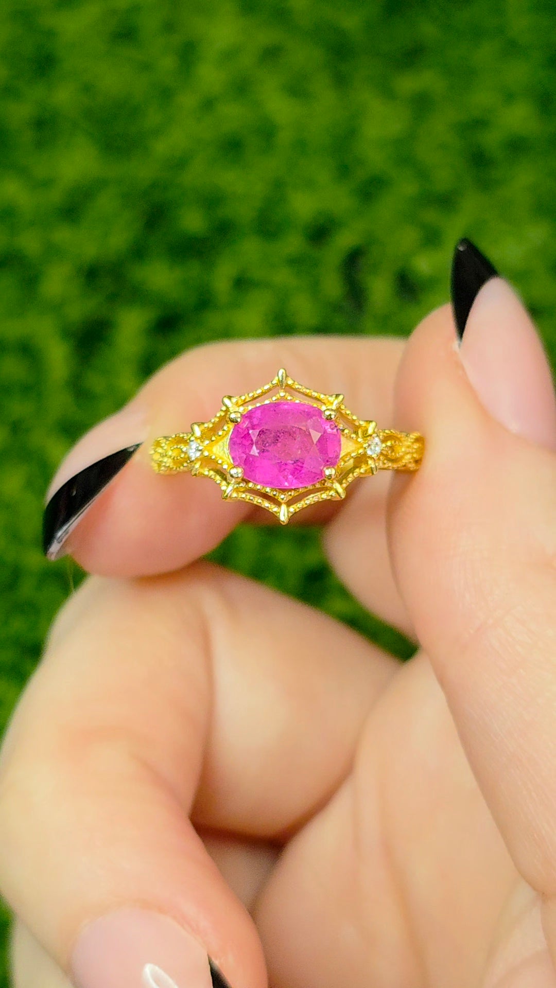 Pink Sapphire Spiderweb Ring