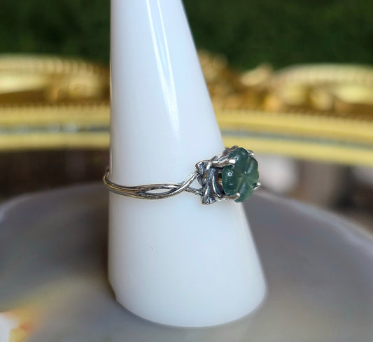 Blue Water Jadeite Clover Ring C