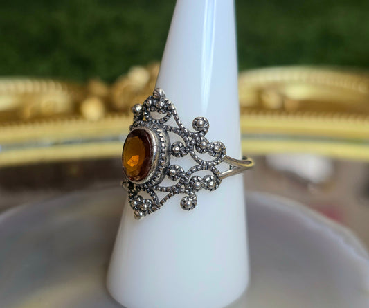 Fanta Garnet Art Deco Ring