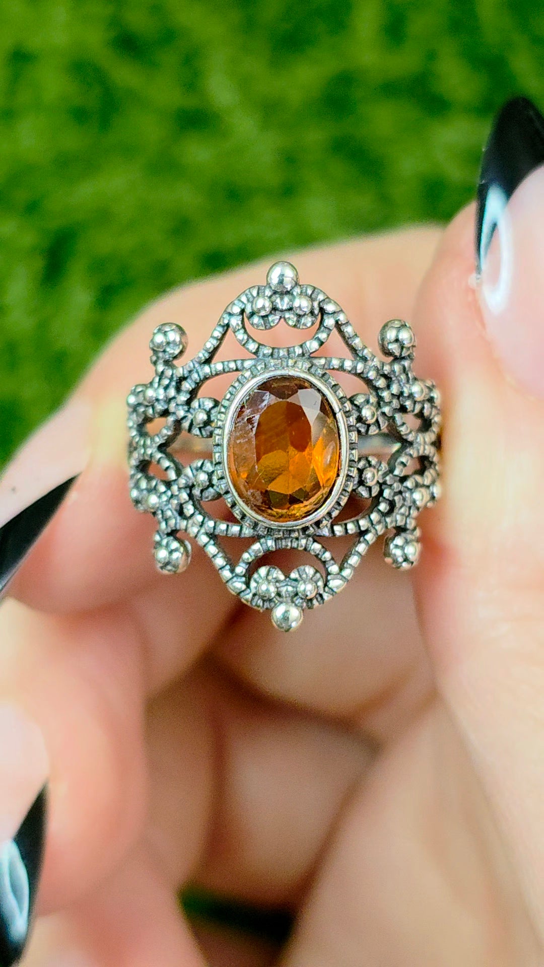 Fanta Garnet Art Deco Ring