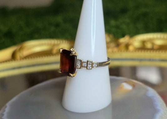 Blood Red Garnet Art Deco Ring