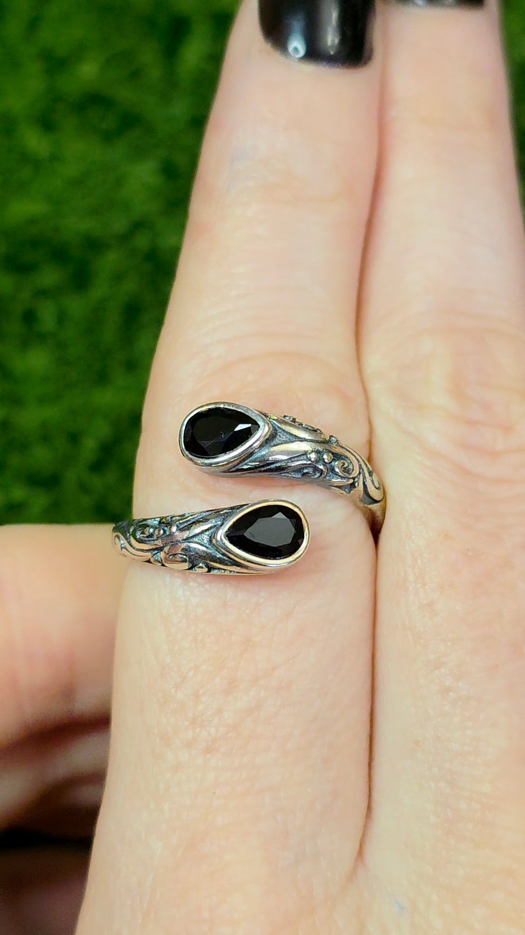 Black Spinel Wrap Ring