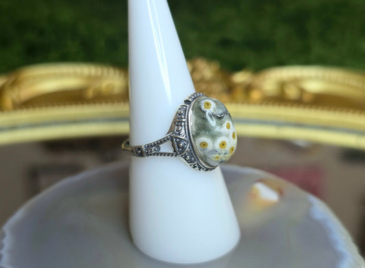 Orbicular Sea Jasper Ring A