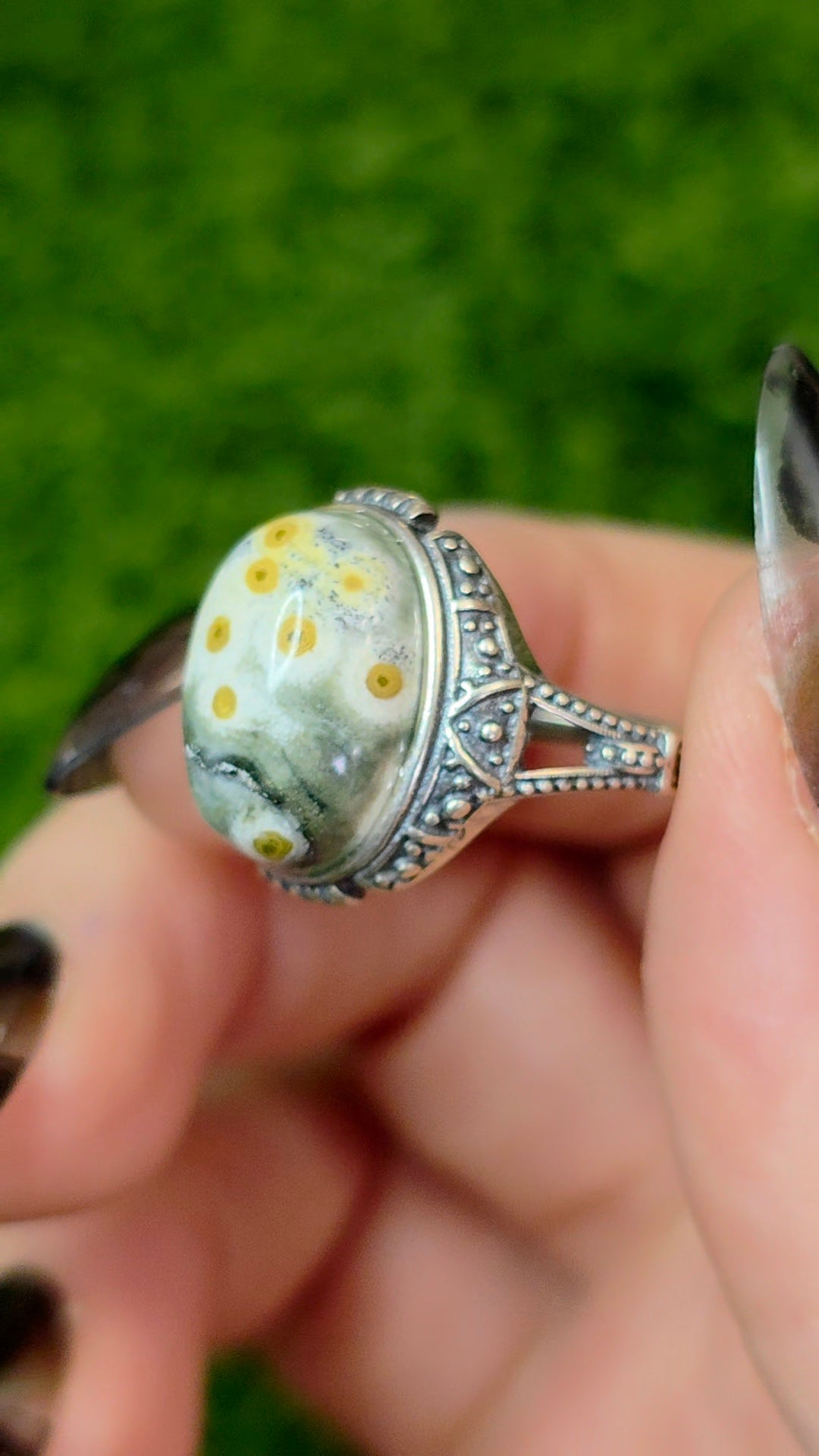 Orbicular Sea Jasper Ring A