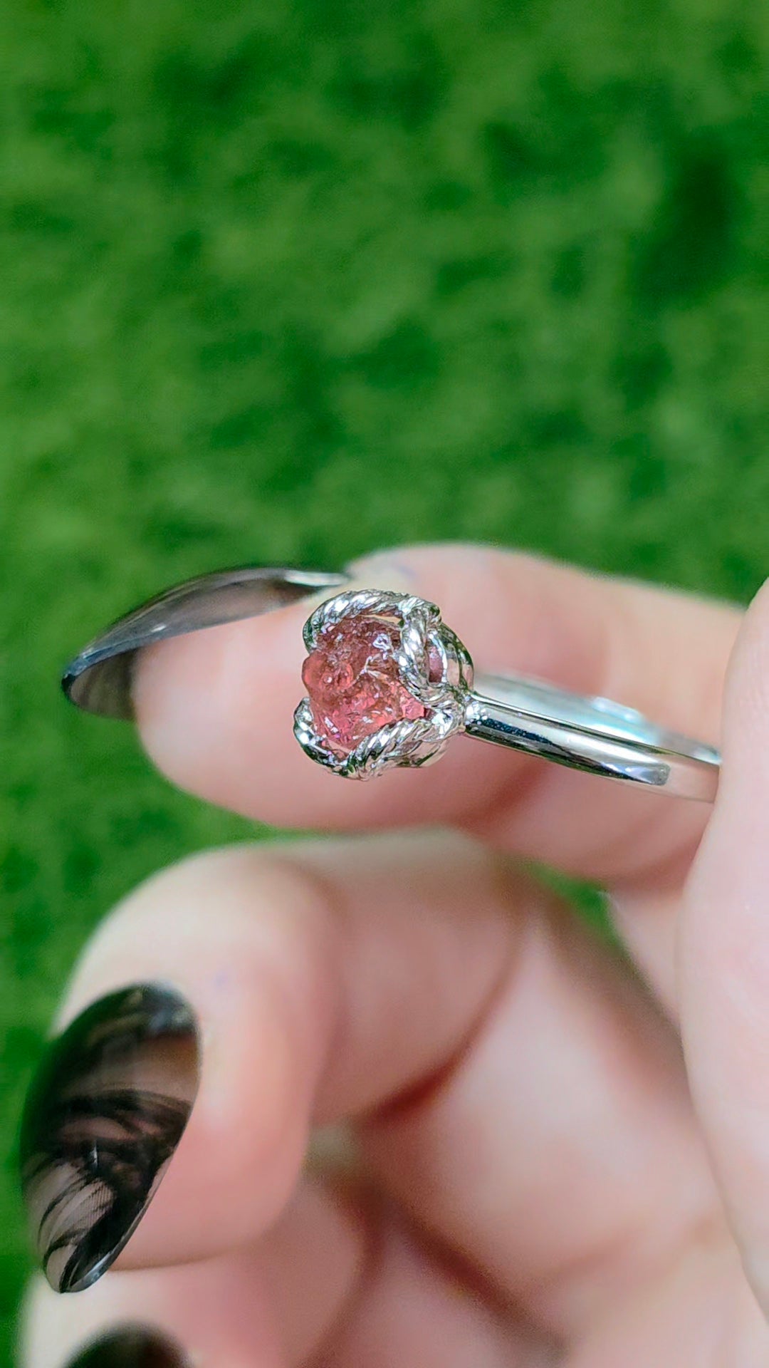 Pink Tourmaline Raw Stone Ring