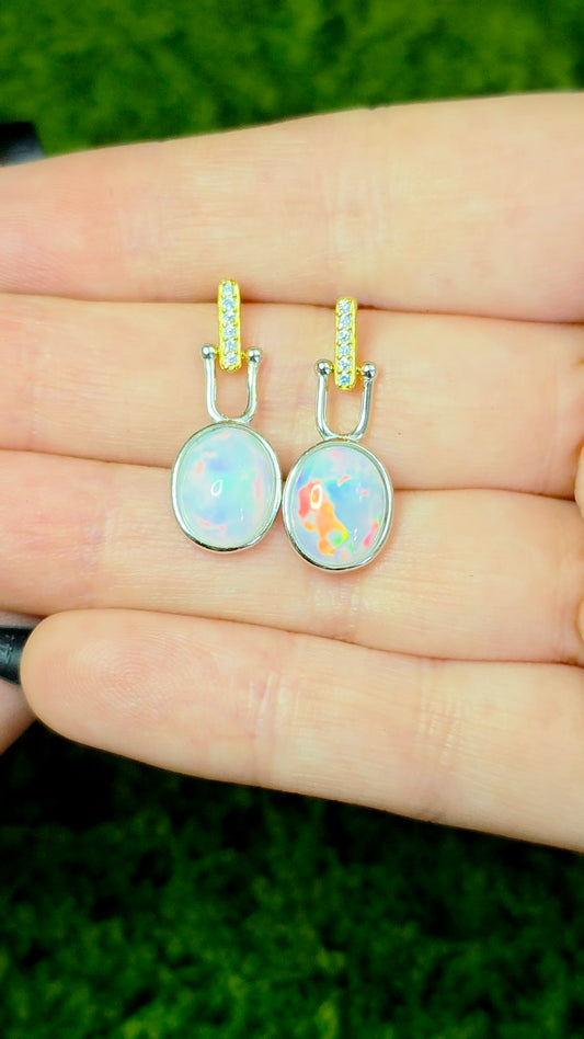 White Opal Earrings