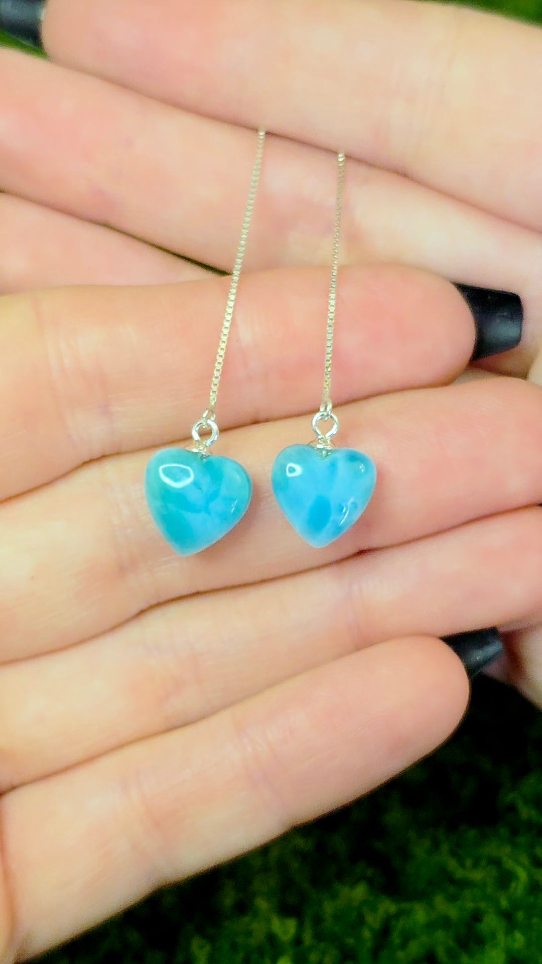 Larimar Heart Earrings B