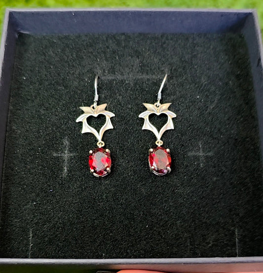 Garnet Bat Wing Earrings