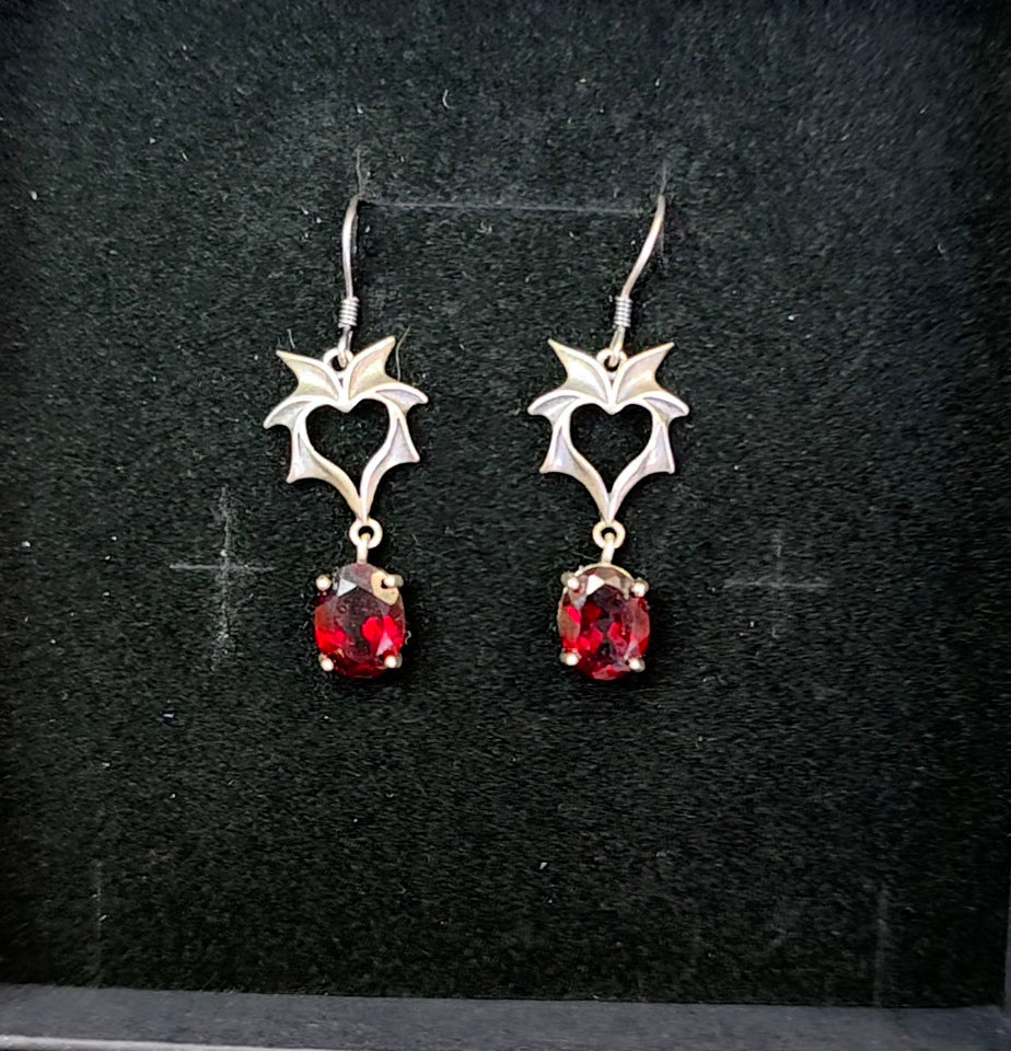 Garnet Bat Wing Earrings